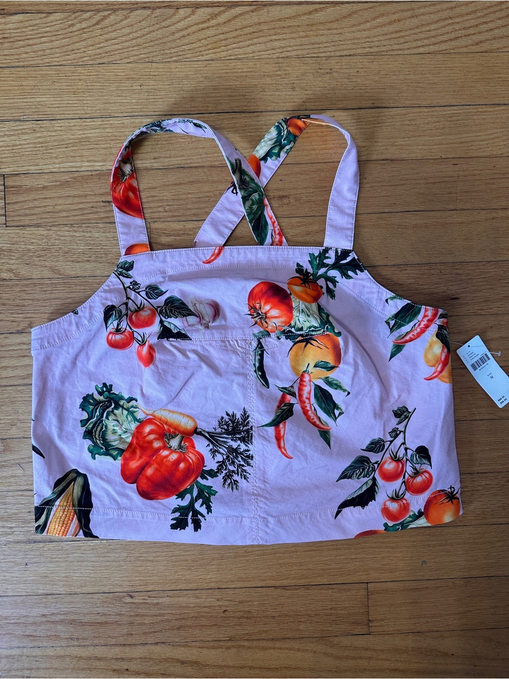 Anthropologie Pink Vegetable-Print Crop Tank